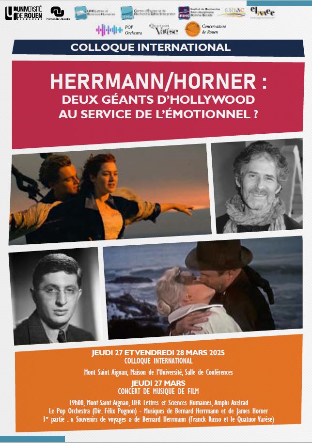 Affiche du colloque "Herrmann / Horner : deux géants d'Hollywood au service de l'émotionnel"