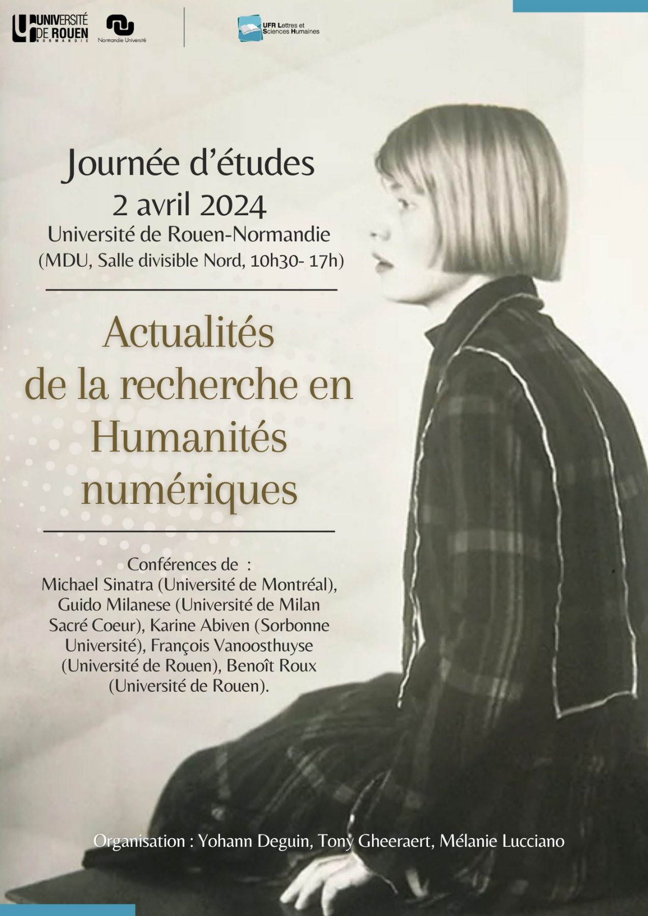 Affiche de la journée d'étude "Actualités de la recherche en Humanités numériques"