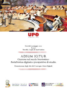 Affiche de la journée d'étude "Adsum igitur. Cicerone nel secolo brevissimo: Antichistica digitale e prospettive di studio"