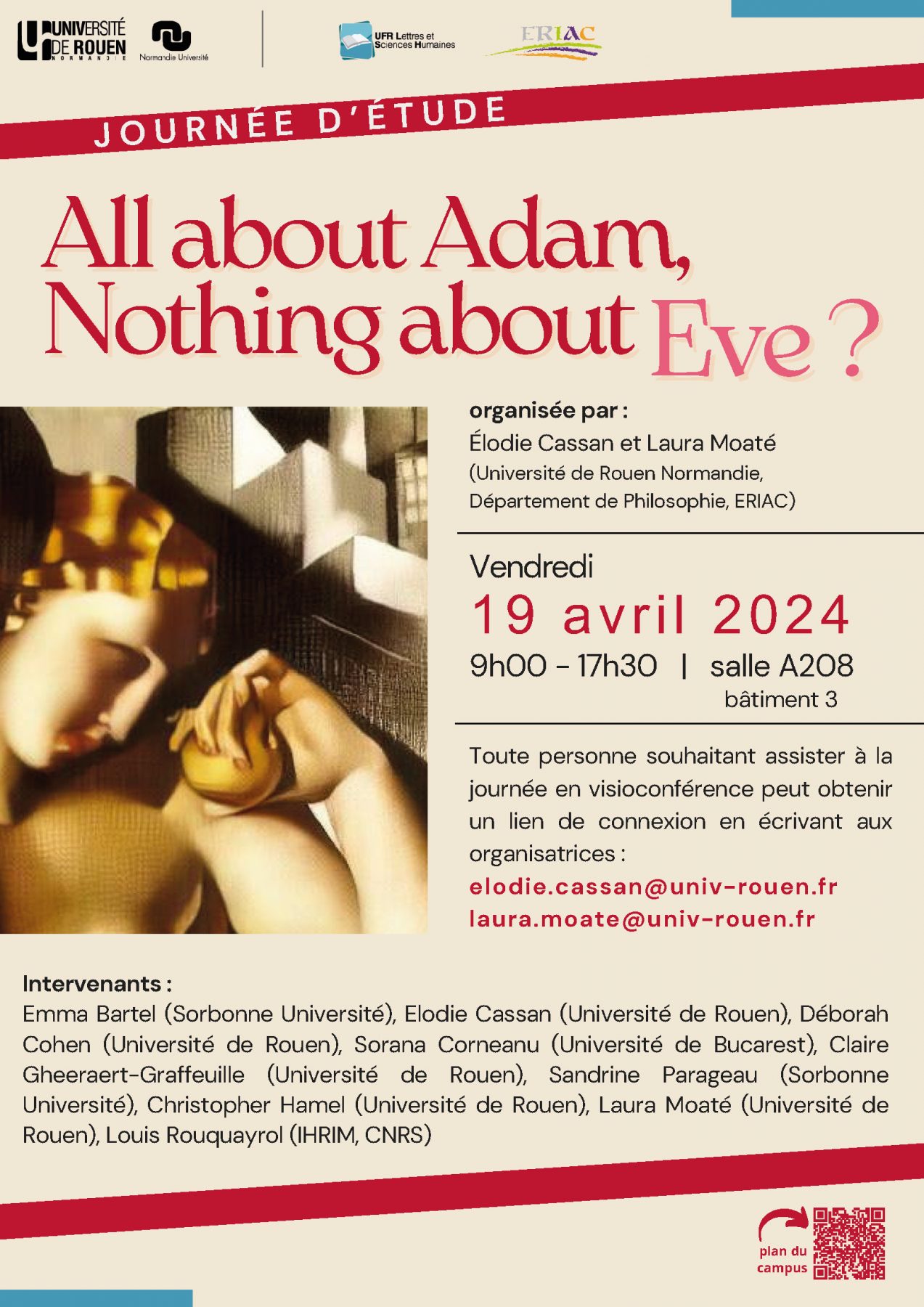 Affiche de la journée d'étude "All about Adam, Nothing about Eve?"