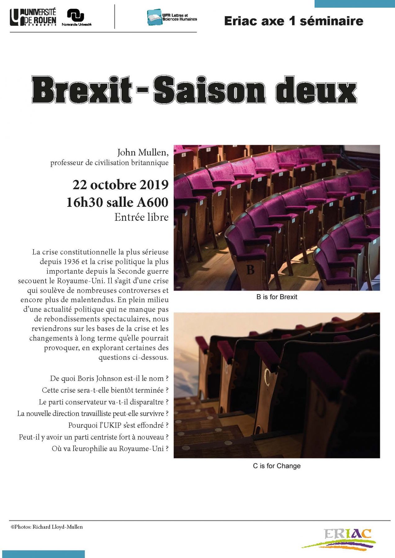 Affiche du séminaire "Brexit – Saison deux"