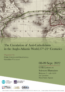 Affiche du colloque "The Circulation of Anti-Catholicisms in the Anglo-Atlantic world, 17th-21st Centuries"