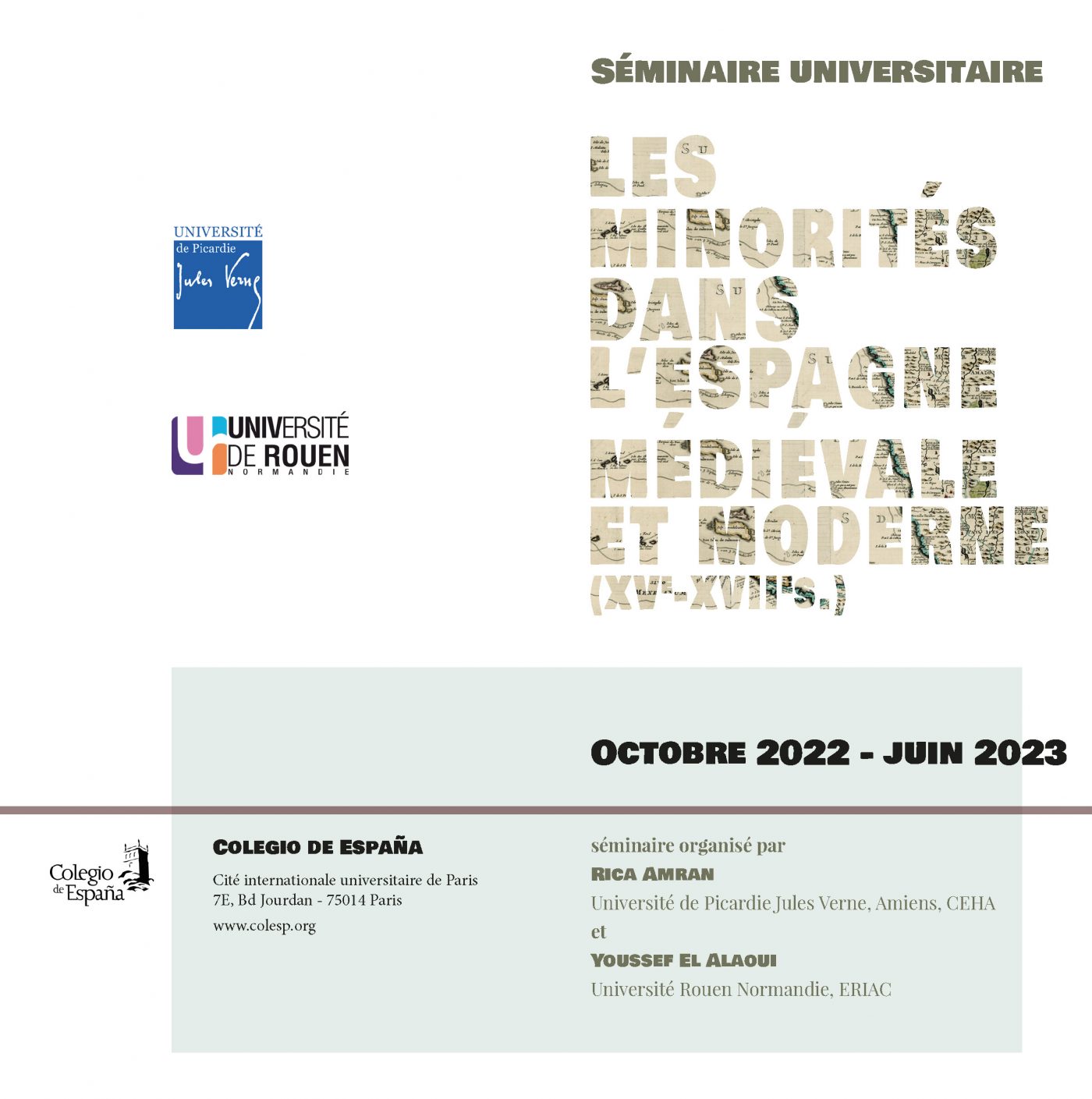 Affiche du colloque "Les minorités dans l’Espagne médiévale et moderne (XVe-XVIIe siècles)"