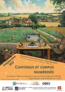 Affiche de la journée d'étude "Contenus et corpus numérisés. Journée de clôture du programme de recherche régional CORNUM