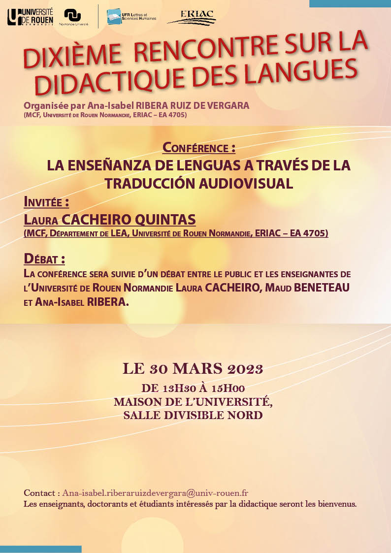 Affiche de la conférence "Dixième rencontre sur la didactique des langues"