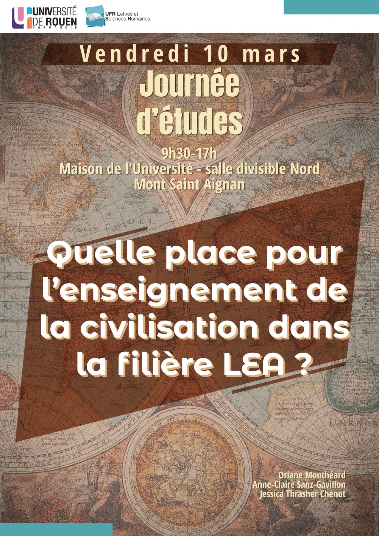 Affiche de la journée d'étude "Quelle place pour l’enseignement de la civilisation dans la filière LEA ?"