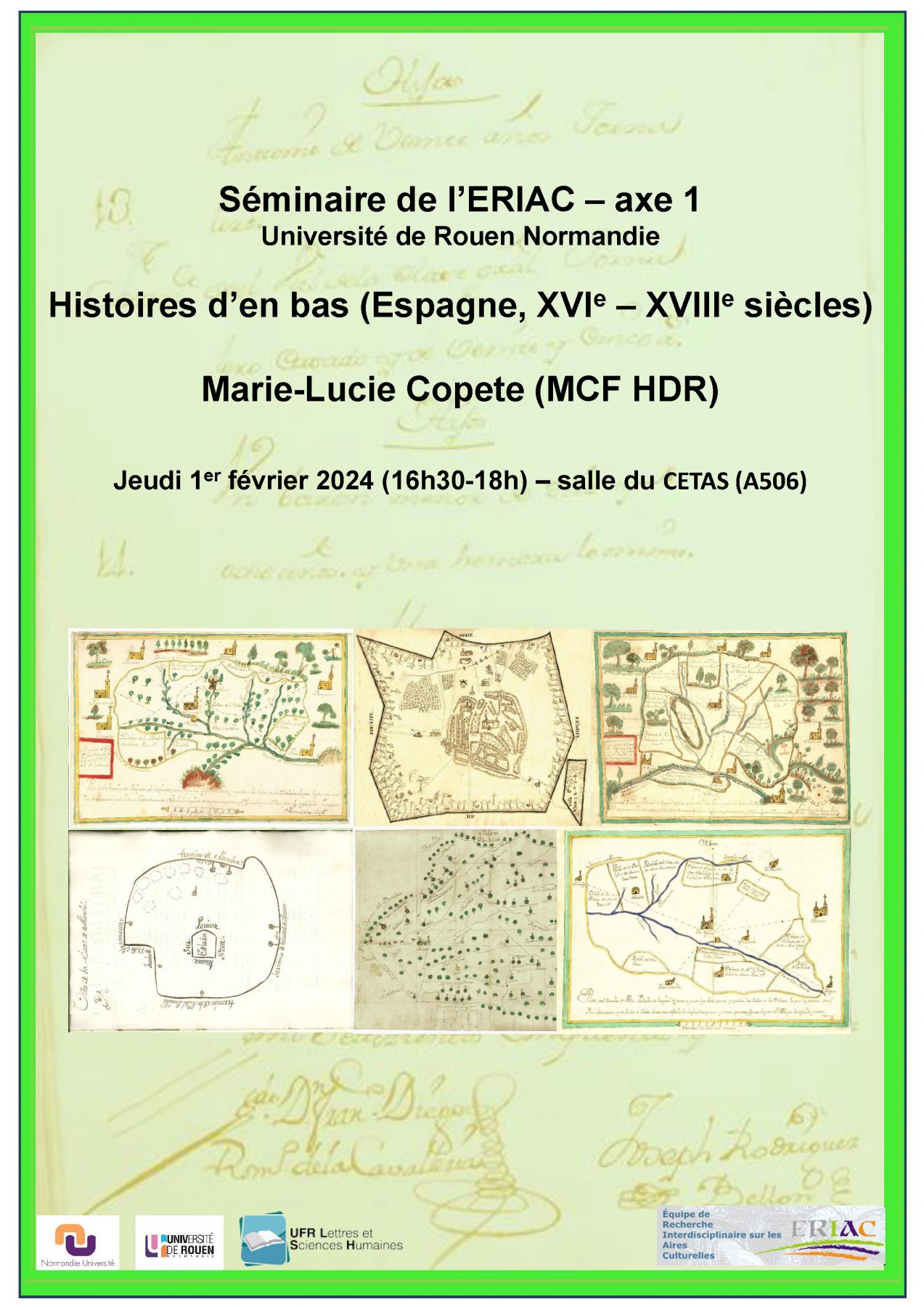 Affiche du séminaire "Histoires d’en bas (Espagne, XVIe-XVIIIe siècles)"