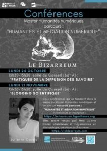 Affiche de la conférence de Juliette Cazes