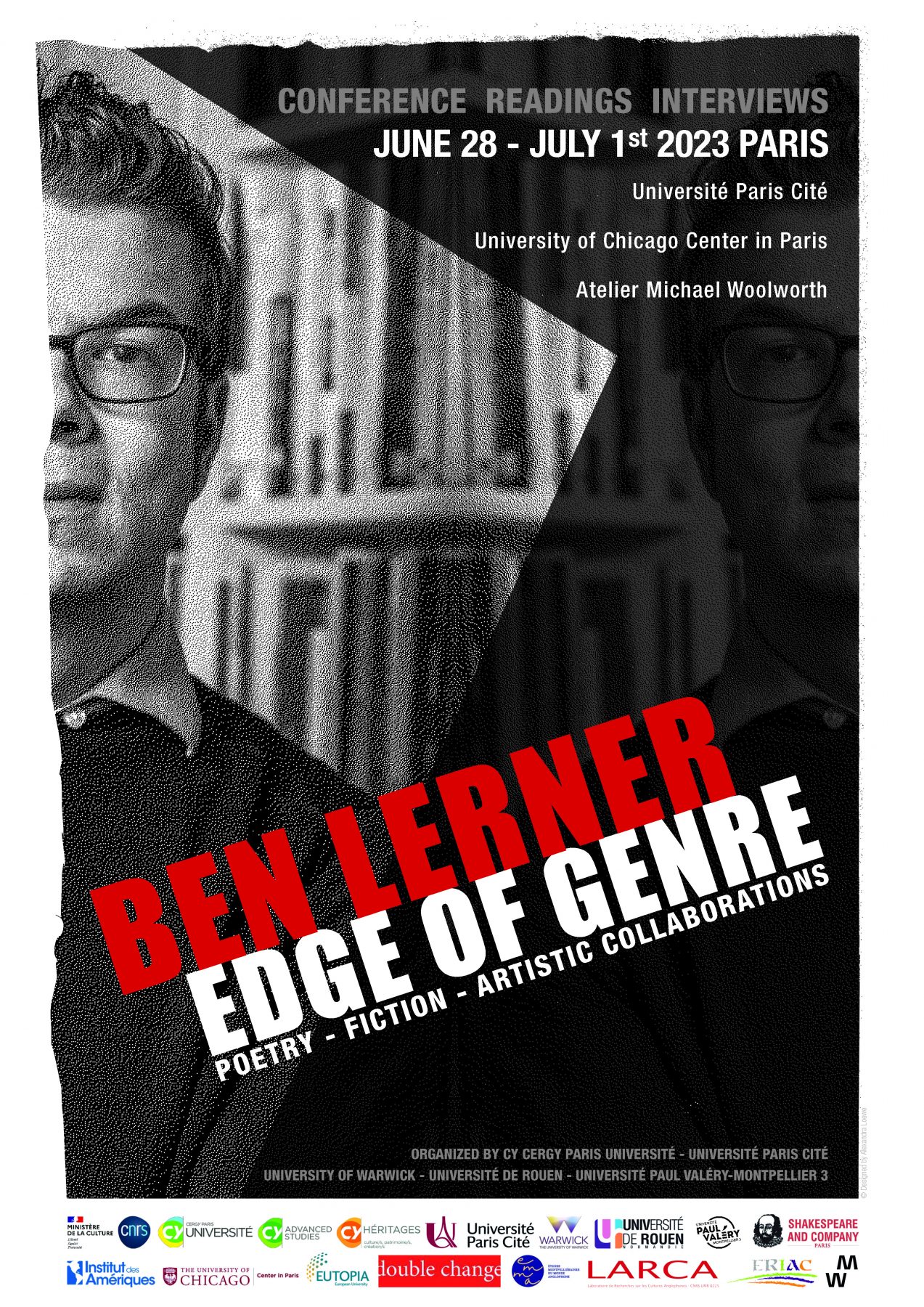 Affiche du colloque "Ben Lerner. Edge of genre. Poetry, Fiction, Artistic Collaborations"