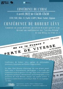 Affiche du séminaire "Comment un jeune militant socialiste d’avant-guerre a pu devenir un conférencier des « Cercles Pétain » de son Oflag en 1940-41 ?"