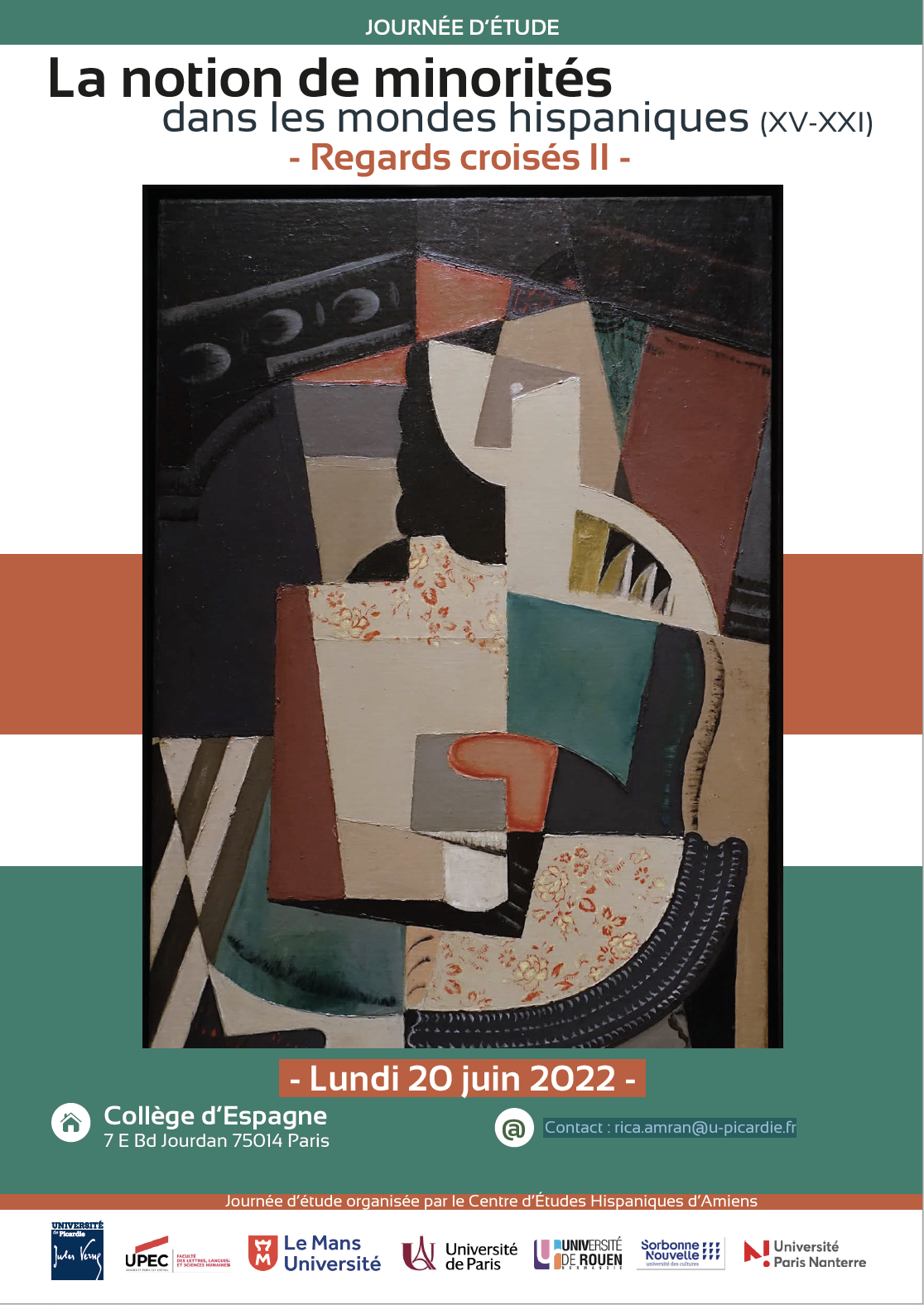 Affiche de la journée d'étude "La notion de minorités dans les mondes hispaniques (XVe-XXIe siècles) — Regards croisés II"