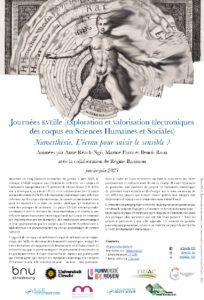 Affiche de la journée d'étude "Journées « Numesthésie. L’écran pour saisir le sensible ? » – Reconstituer la réalité"