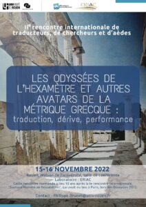 Affiche du colloque "Les Odyssées de l’hexamètre et autres avatars de la métrique grecque : traduction, dérive, performance"