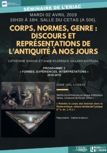Affiche du séminaire"Peindre le corps des femmes dans la Rome antique : autour de Iaia de Cyzique (Ier siècle av. J.-C.)"