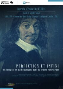 Affiche de la journée d'étude "Perfection et infini. Philosophie et mathématiques dans la pensée cartésienne"