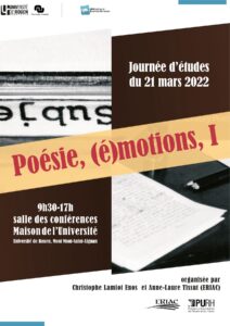 Affiche de la journée d'études "Poésie, (é)motions, I"