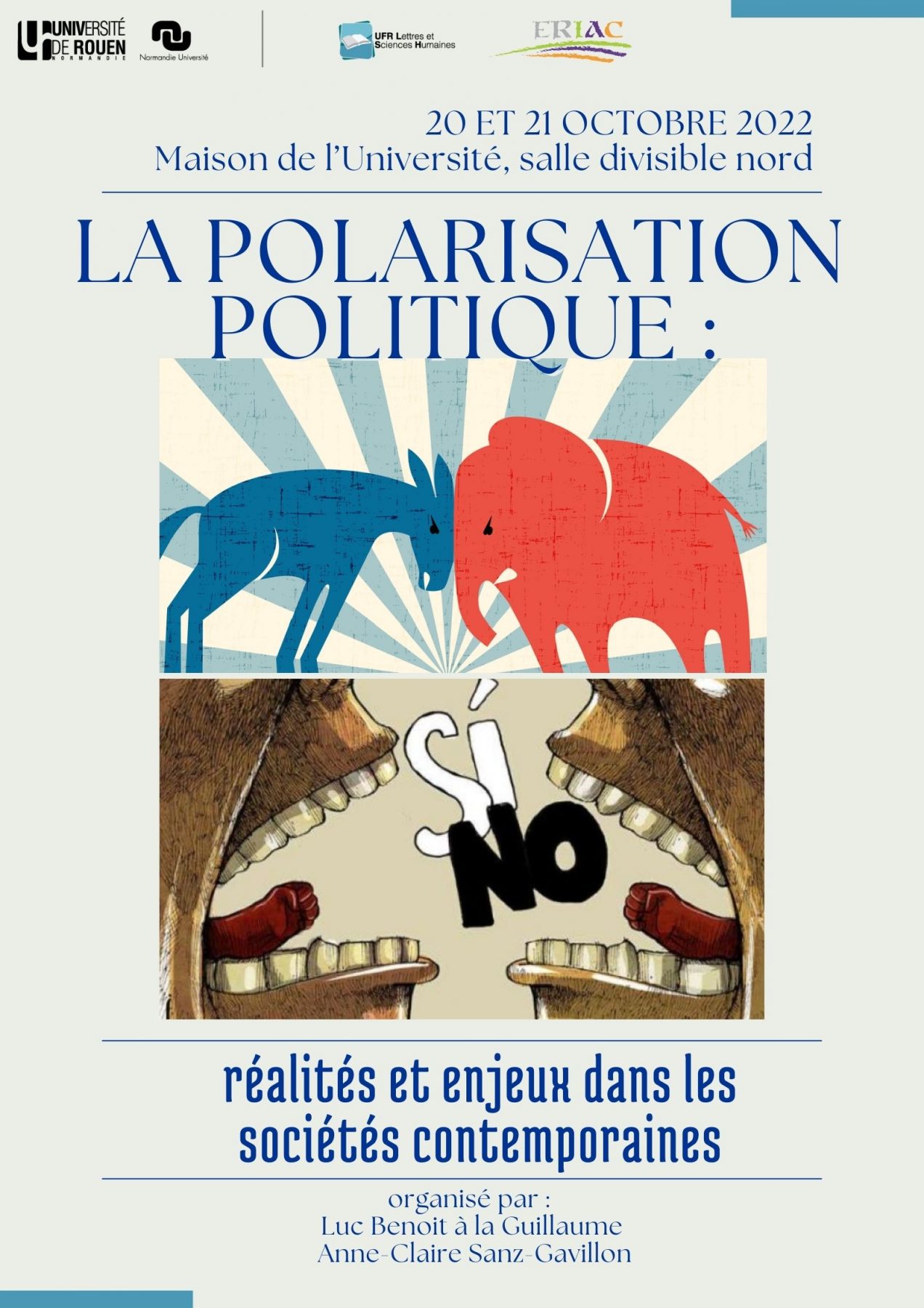 Affiche du colloque "La polarisation politique : réalités et enjeux dans les sociétés contemporaines"