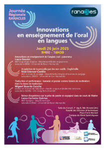 Affiche de la journée "Ranacles 2025 - Innovations en enseignement de l’oral en langues"