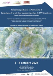 Affiche de la journée d'étude "Rencontres poétiques en Normandie, 2"