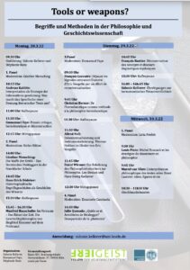 Affiche du colloque "Tools or Weapons? Concepts et méthodes en philosophie et en histoire"