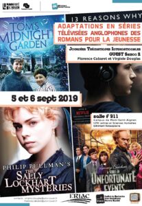 Affiche du colloque "Adaptations en séries télévisées anglophones des romans pour la jeunesse"