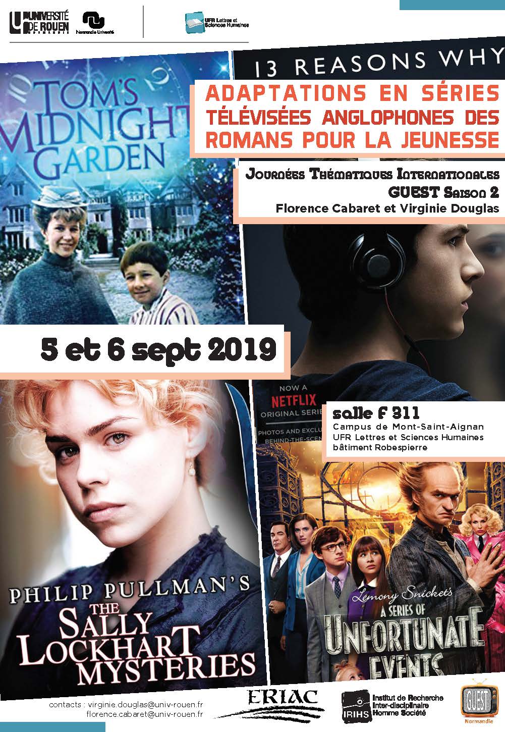 Affiche du colloque "Adaptations en séries télévisées anglophones des romans pour la jeunesse"