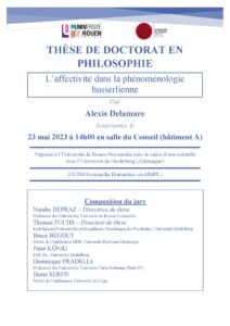 Affiche de la soutenance "L’affectivité dans la phénοménοlοgie husserlienne"