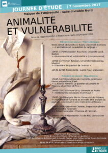 Affiche de la journée d'étude "Animalité et vulnérabilité"
