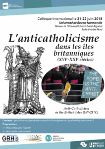 Affiche de la journée d'étude "Anti-Catholicism in the British Isles in the 16th-21st Centuries"