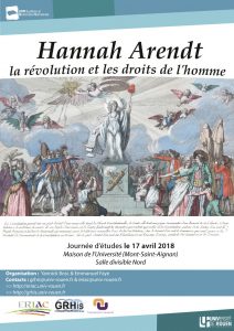 Affiche de la journée d'étude "Arendt, la révolution et les droits de l’homme"