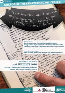 Affiche du colloque "Consulendae sunt aures"
