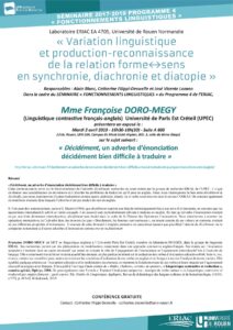 Affiche du sémianire "Décidément, un adverbe d’énonciation décidément bien difficile à traduire : étude de quelques traductions vers l’anglais"