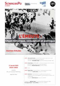 Affiche de la journée d'étude "L’émeute : objet historique, conceptuel et politique II"