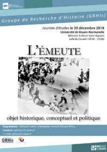 Affiche de la journée d'étude "L’émeute : objet historique, conceptuel et politique"