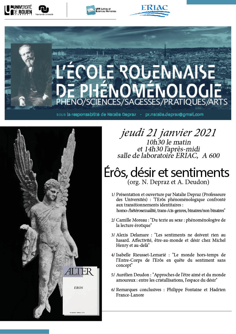Affiche de la journée d'étude "Érôs, désir et sentiments"