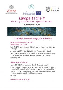 Affiche de la journée d'étude "Europa Latina II. EULALIA y la certificación lingüística del latín"