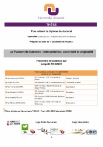 Affiche de la soutenance "Le Flaubert de Nabokov : interprétation, continuité et originalité"