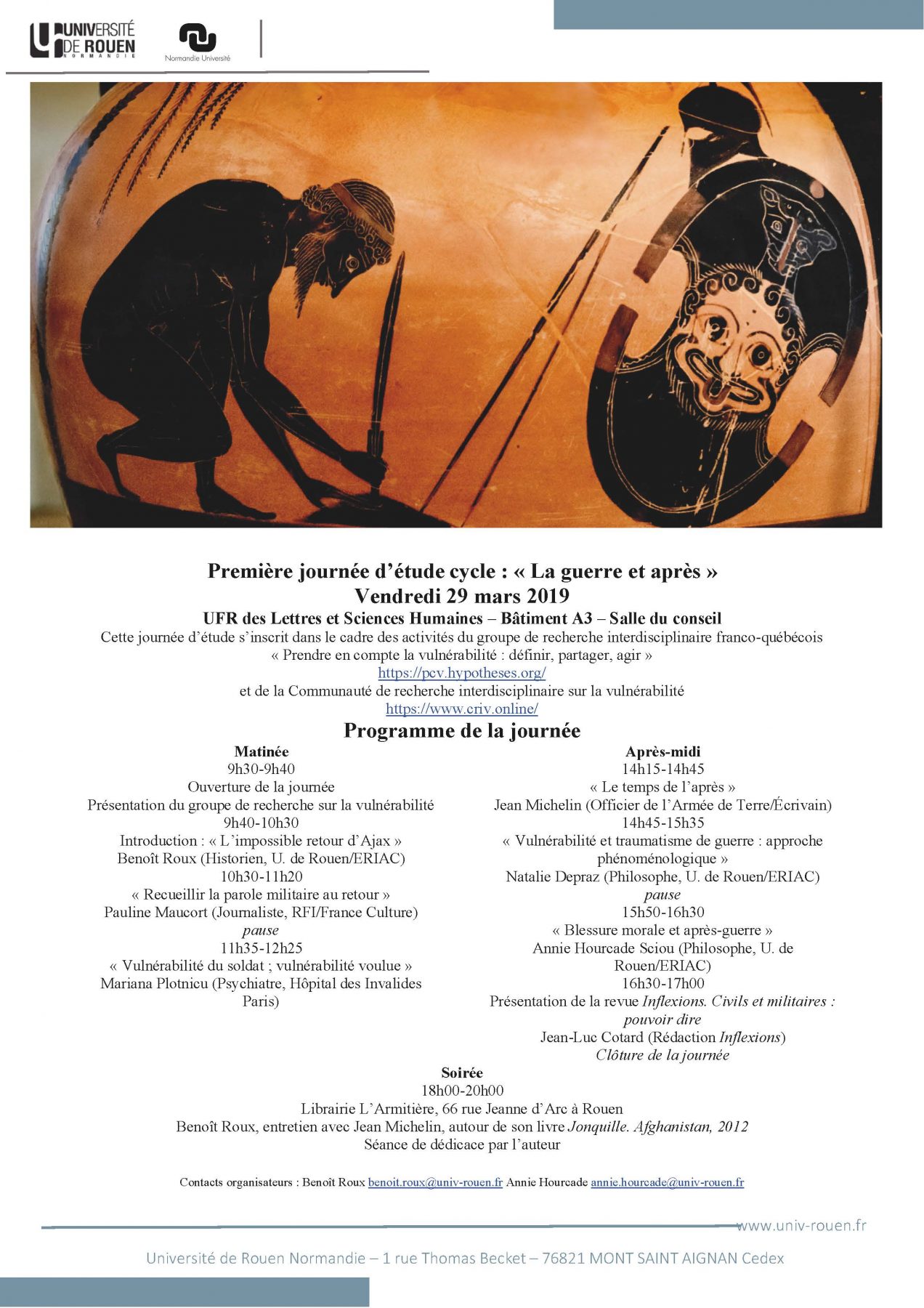 Affiche de la journée d'étude "1re journée “La guerre et après” "