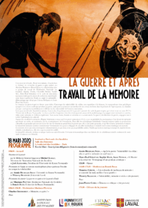 Affiche de la journée d'étude "2e journée “La guerre et après : Travail de la mémoire”"