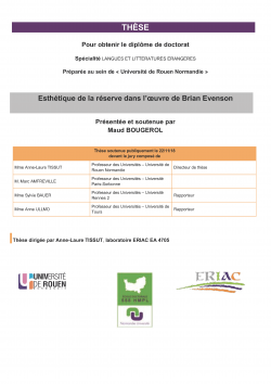 Affiche de la soutenance "Esthétique de la réserve dans l’œuvre de Brian Evenson"