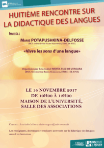 Affiche de la journée d'étude " Huitième Rencontre sur la Didactique des Langues"