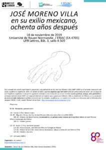 Affiche de la journée d'étude "José Moreno Villa en su exilio mexicano, ochenta años después"