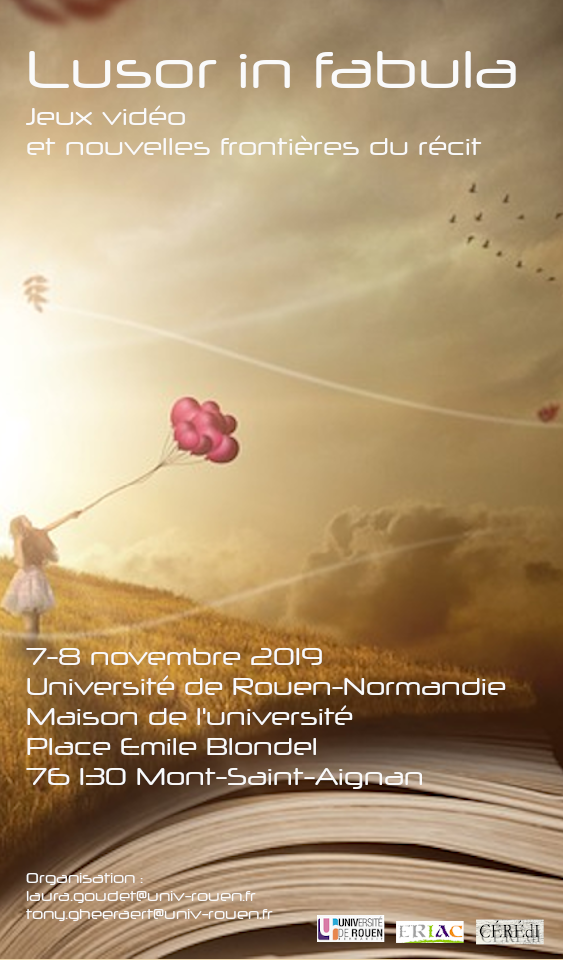 Affiche du colloque "Lusor in fabula. Jeux vidéo et nouvelles frontières du récit"