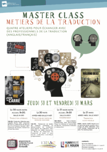 Affiche de la journée d'étude "Master Class sur les métiers de la traduction"