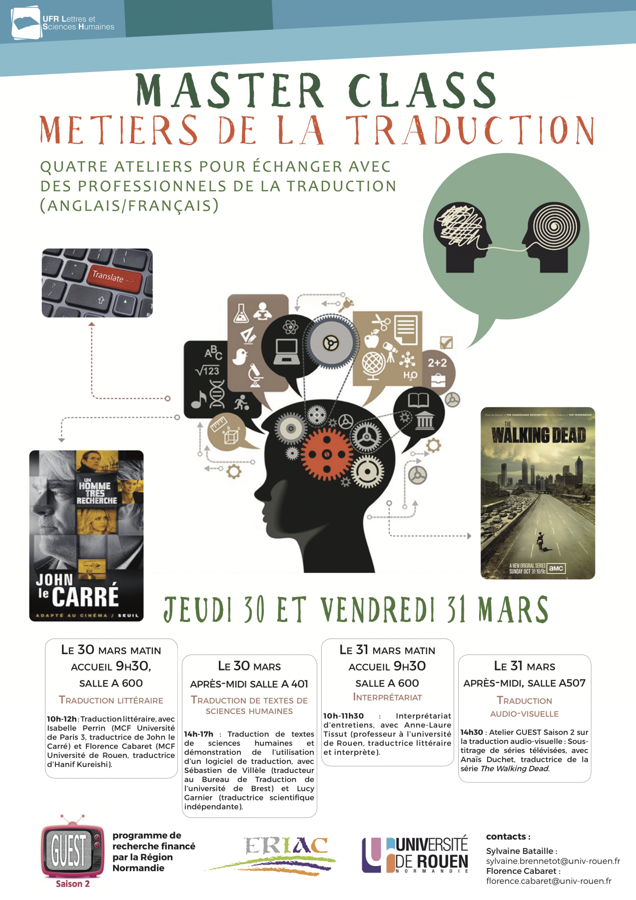 Affiche de la journée d'étude "Master Class sur les métiers de la traduction"