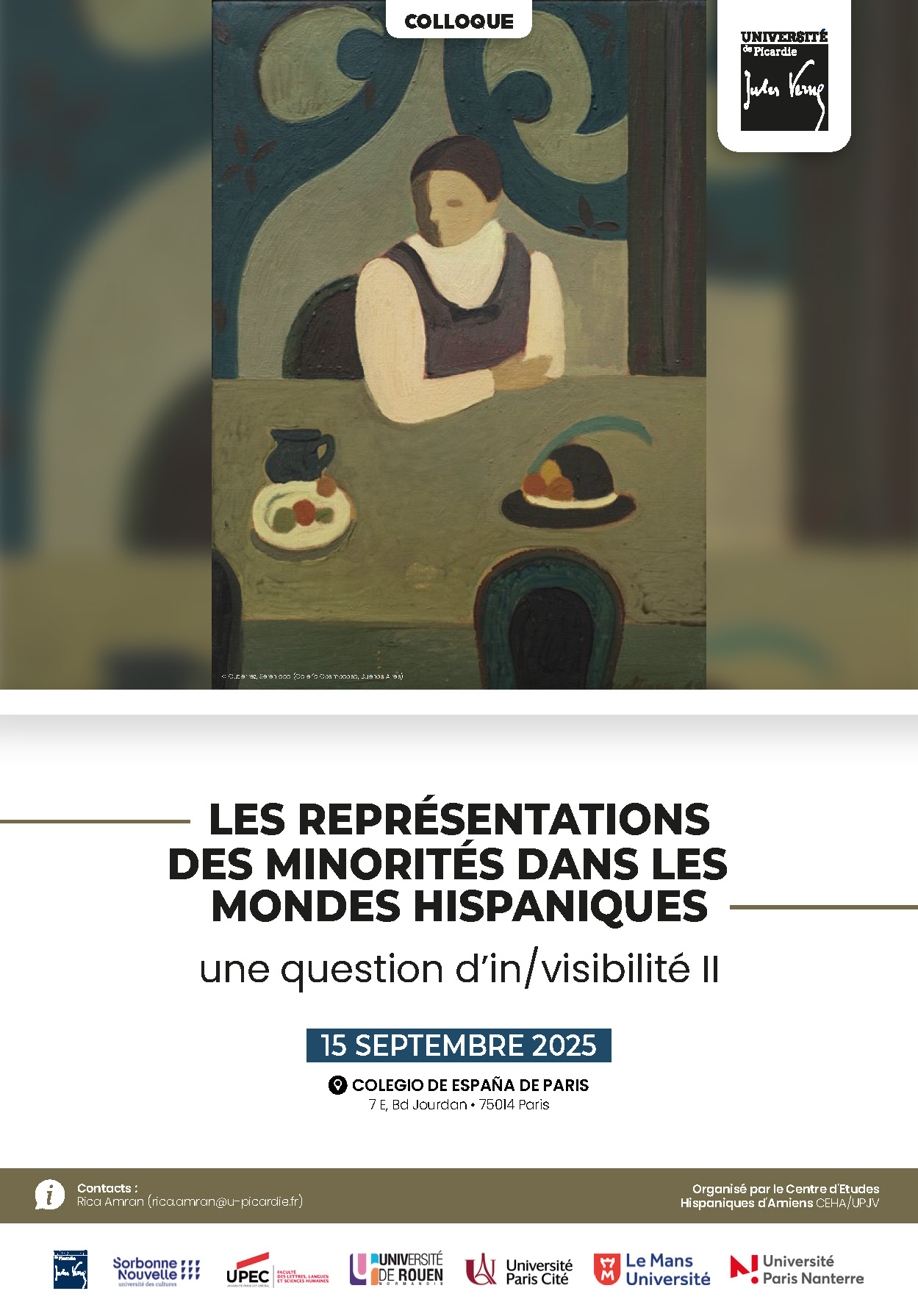 Affiche de la journée d'étude "Les représentations des minorités dans les mondes hispaniques. Une question d’in/visibilité II"