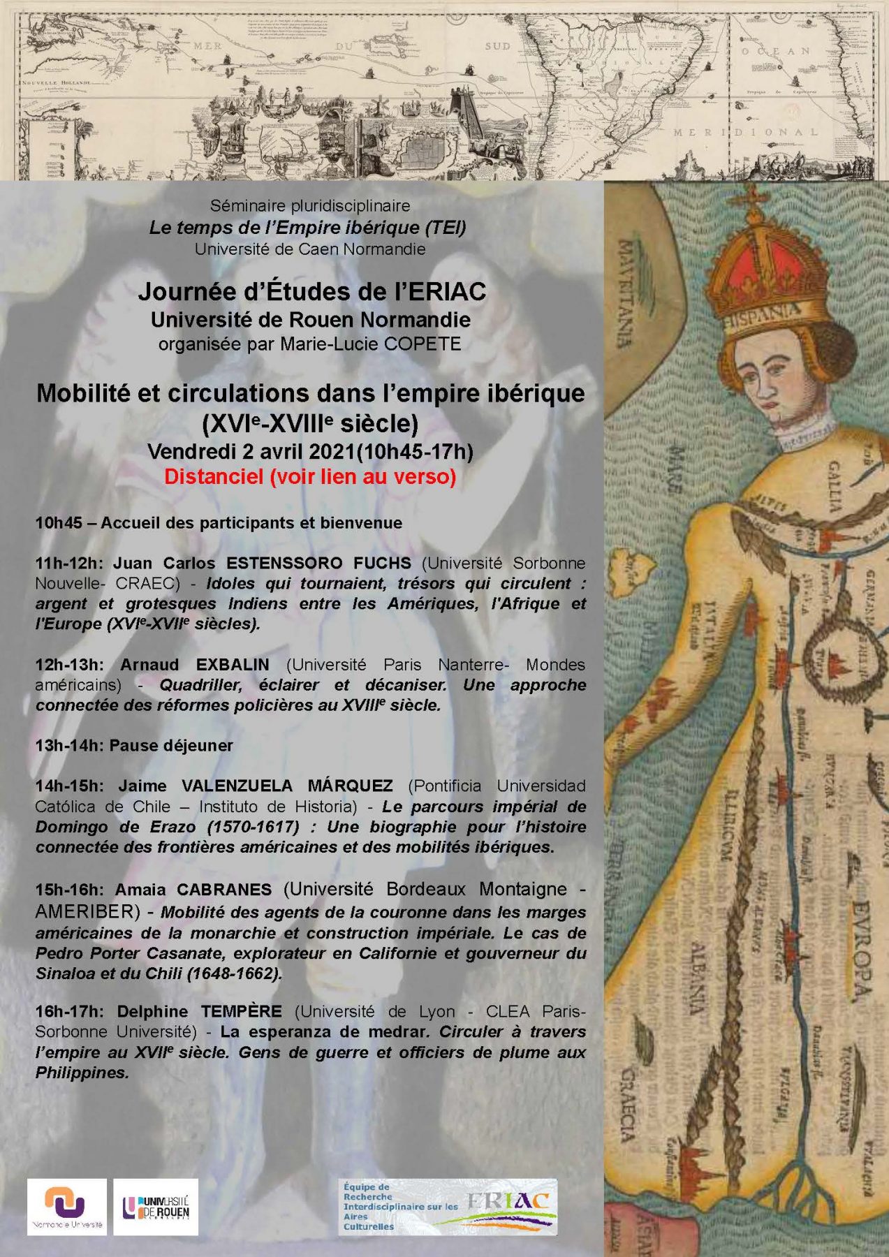 Affiche de la journée d'étude "Mobilité et circulations dans l’empire ibérique (XVIe-XVIIIe siècle)"