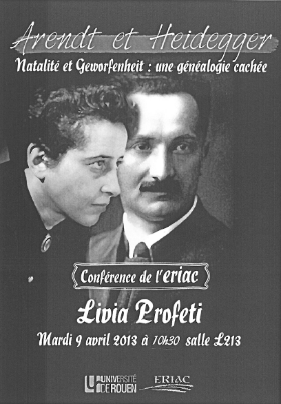 Affiche de la conférence "Natalité et Geworfenheit : une généalogie cachée"
