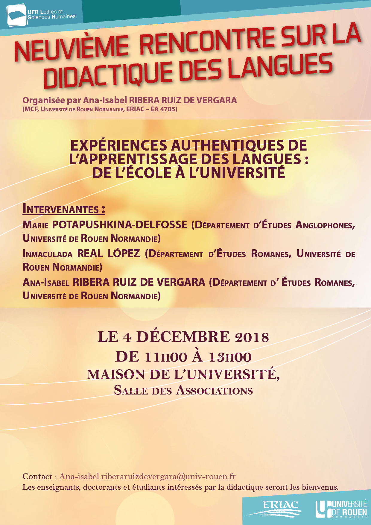 Affiche de la journée d'étude "9e rencontre sur la didactique des langues"