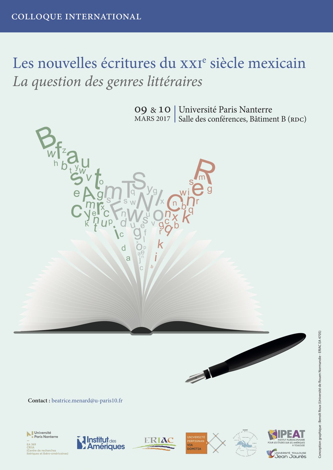 Affiche du colloque "Les nouvelles écritures du XXIe siècle mexicain : la question des genres litteraires"